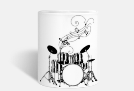drummer musical notes in black