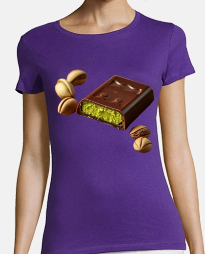 Tee-shirt Dubai style pistache kadaif mode cacao col en V blanc 