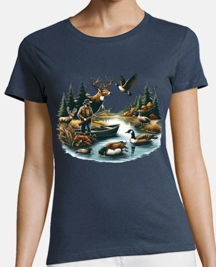 T-shirt duck hunting pond deer v-neck