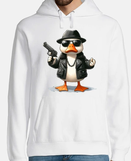 Sudadera duck leather jacket black glasses