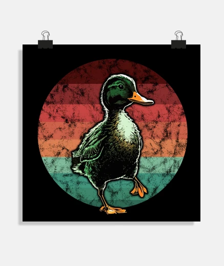 Poster duck setting sun retro vintage poster living room fair bedroom workshop store poster