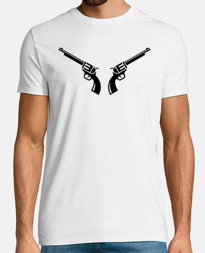 T-shirt due revolver puledri pistole - nero