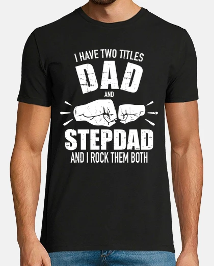 T-shirt due titoli papà patrigno e rock entramb