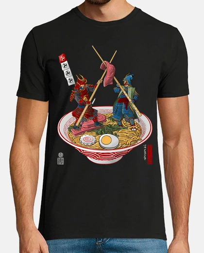 T-shirt duello di samurai sul ramen