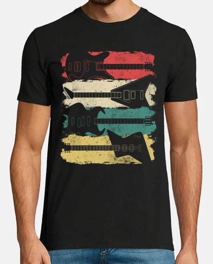 Camiseta e guitarrista rock música retro