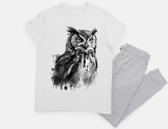 Pyjama eagle owl in the moonlight night sleep enchanted interactive