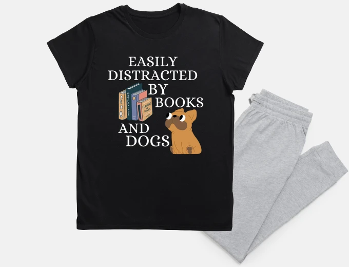 Pyjama Easily Distracted By Books And Dogs - French Bulldog 