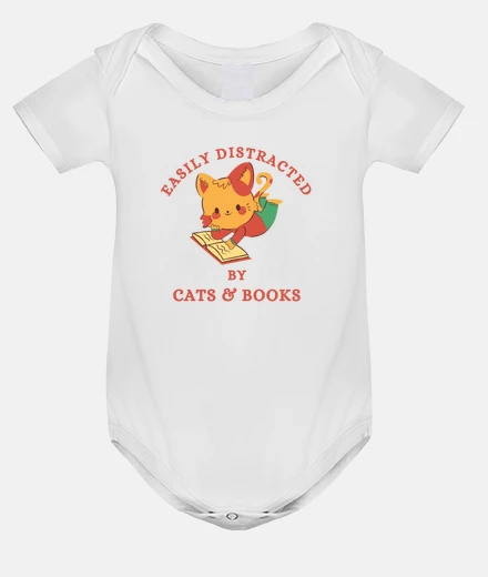 Kids Easily distracted by cats and books - Easily Distracted by Cats and Books - Cute Book Lover T-Shirt 