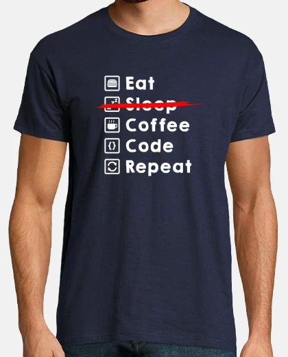 Tee-shirt eat coffee cod e représentant eat léger