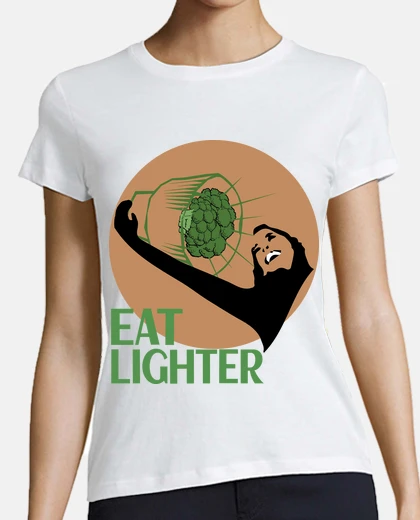 Playera eat lighter vegano vegetariano diseño a base de plantas camiseta mujer
