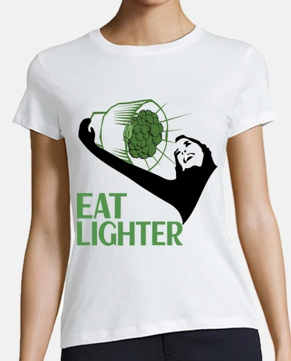 Playera eat lighter vegano vegetariano diseño a base de plantas camiseta mujer
