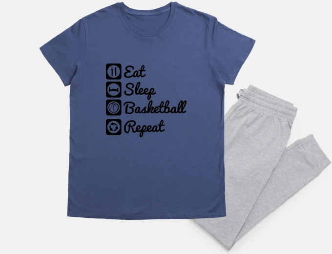 Pyjama eat sleep basketball repeat