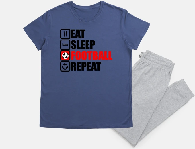 Pyjama eat sleep football repeat