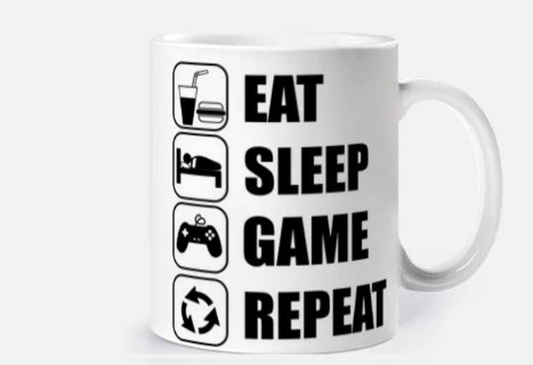 Mug Eat, sleep, game, geek, gamer, gaming