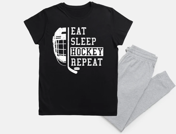 Pyjama Eat Sleep Hockey Repeat - funny gift idea