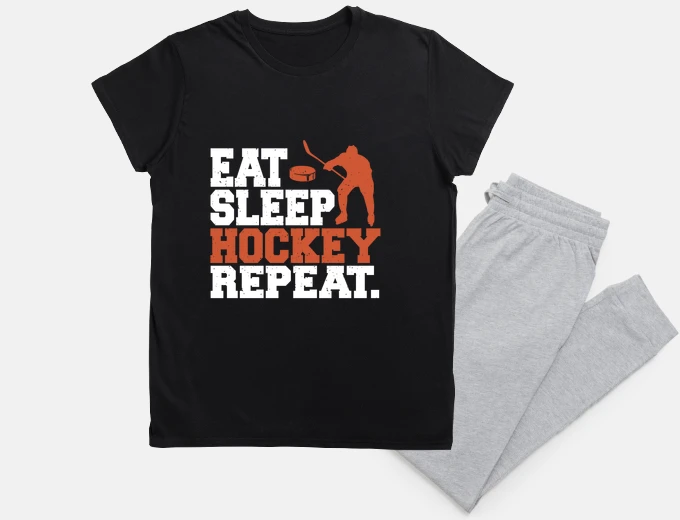 Pyjama eat sleep hockey repeat