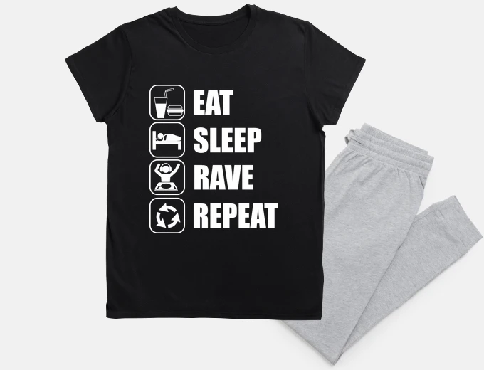 Pyjama eat sleep rave dj clubbing