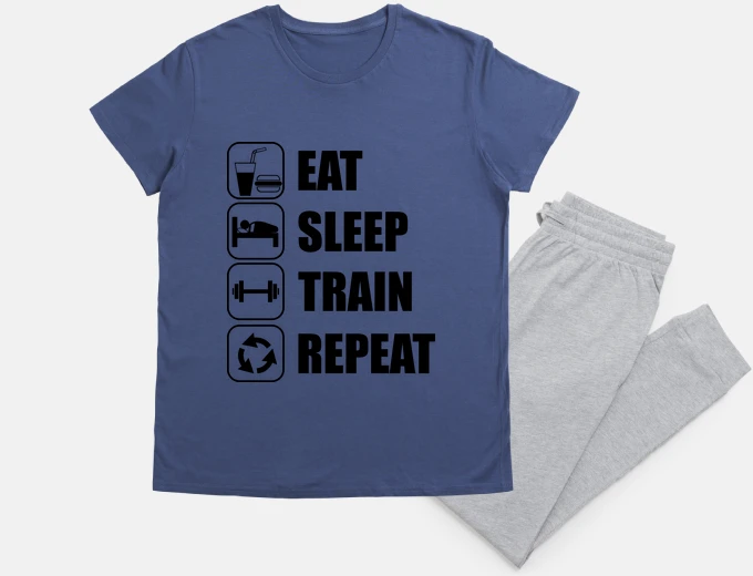 Pyjama eat sleep train bodybuilding muscu