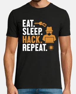 eat sleep hack repeat white hat black
