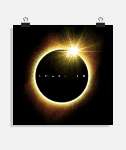 Poster éclipse de soleil , la lune passe devant lunettes fumées  poster décoration 