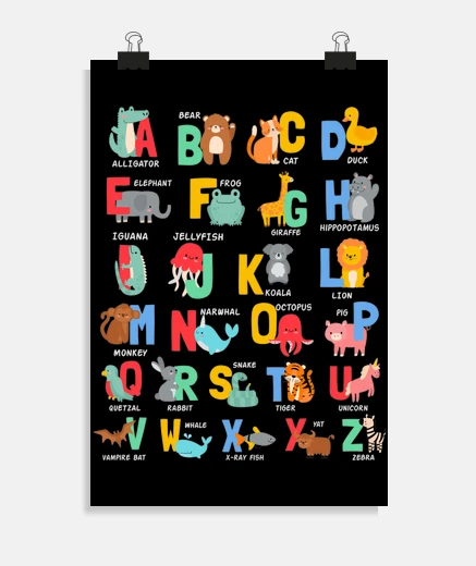 Poster educational alphabet animals poster poster homework class fun abecedary