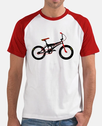 Camiseta efedefunko © Specialized Hemi Custom - Hombre, estilo béisbol, blanca y roja