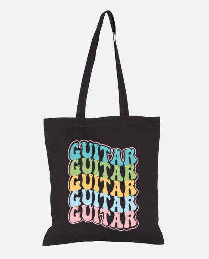 Bag electric acoustic guitar boho 70s vintage retro tote bag