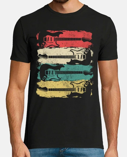 T-shirt electric guitar player rock music retro