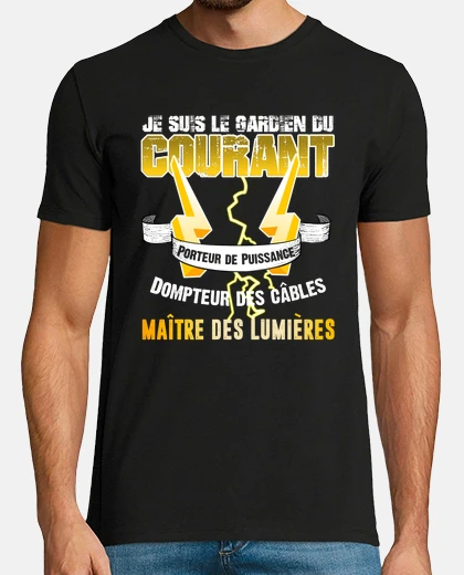 Tee-shirt électricien humoristique cadeau électricité jeux de mots électricien blague électricien papa en fran