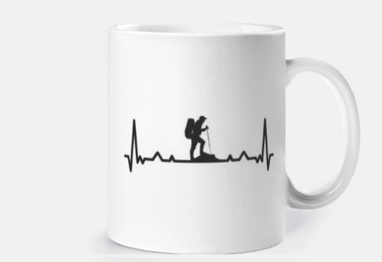 Taza electrocardiograma senderismo, montañismo