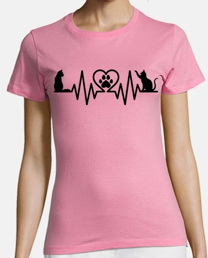 Tee-shirt électrocardiogramme chats noir chat
