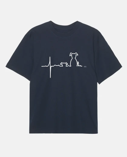 Tee-shirt électrocardiogramme de chien sur blanc