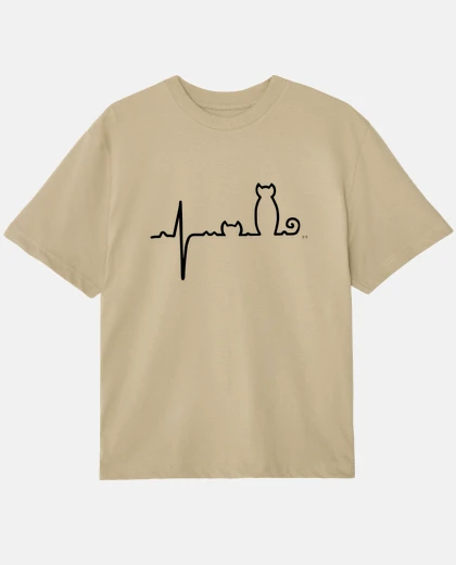 Tee-shirt électrogatogramme de chat en noir