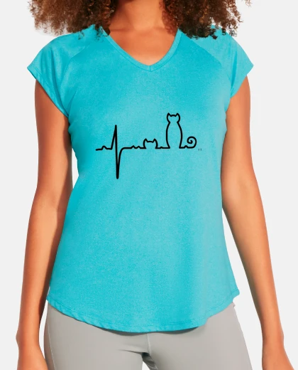 Tee-shirt électrogatogramme de chat en noir