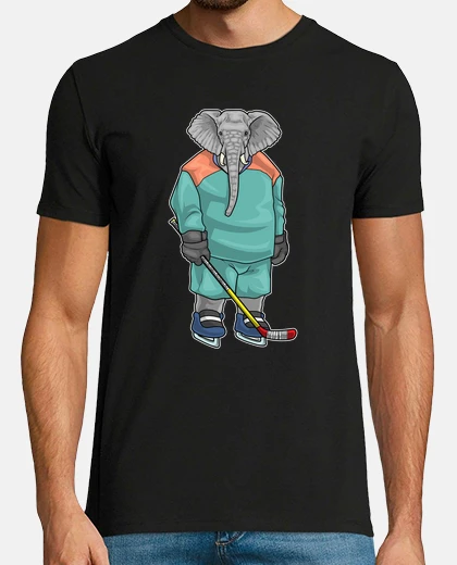 T-shirt elefante hockey su ghiaccio bastone da 