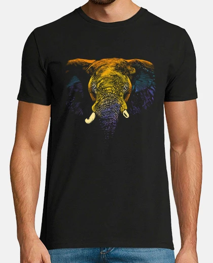 T-shirt elefante realistico che illumina blu gi