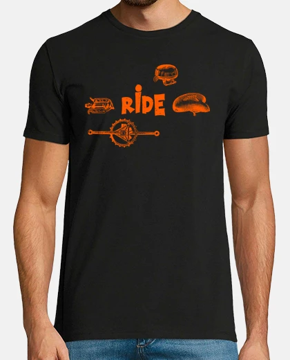 Camiseta elementos de bicicleta vintage con asiento, pedal