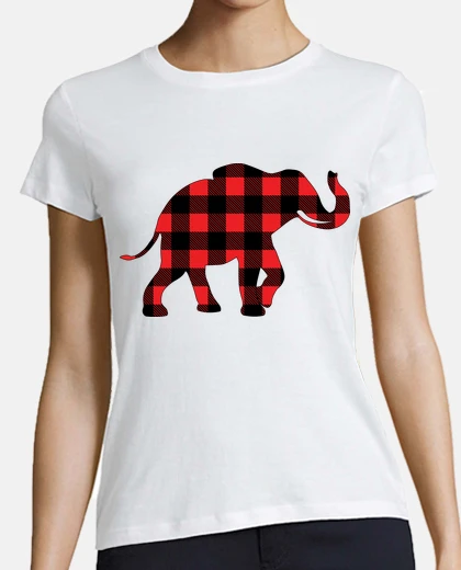 Tee-shirt elephant carreaux rouges style cowboy à personnaliser 