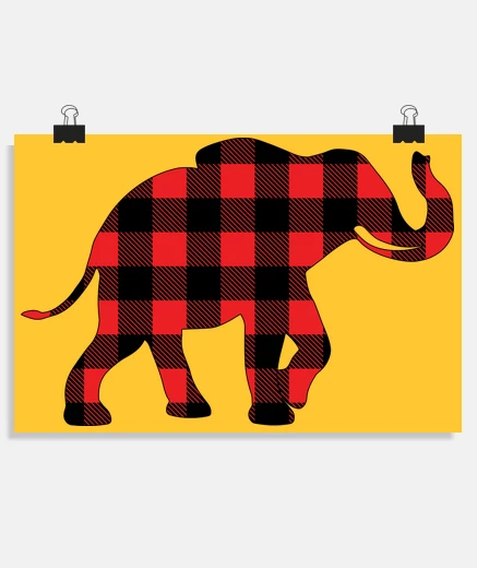 Poster elephant red tiles cowboy style poster living room shop office room stand poster