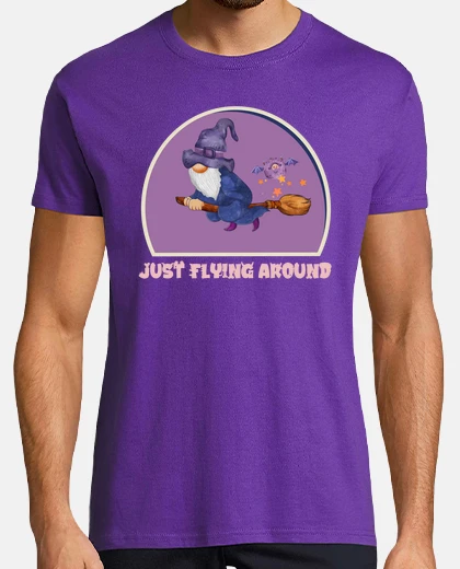 T-shirt elf flying on his broom on halloween
