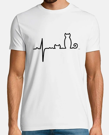 T-shirt ellettrogramma gatto gatto in nero