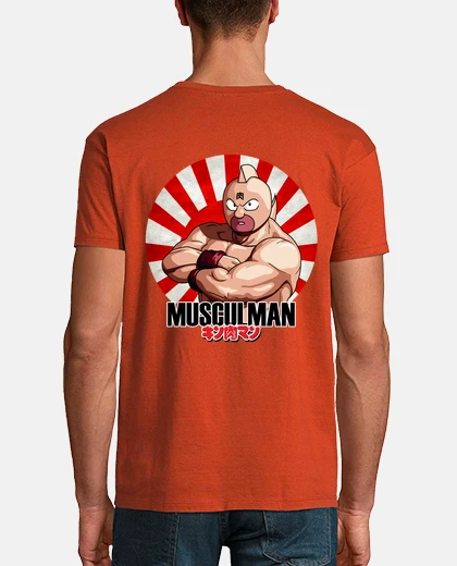 Camiseta Emblema de Musculman y circular con nombre detrás