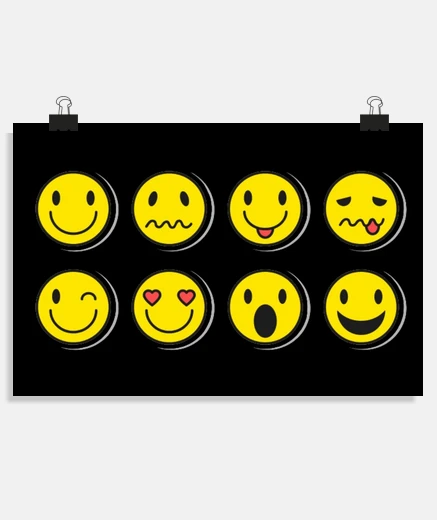 Poster emoji fun funny emoticon smiley poster bureau atelier boutique salon affiche 