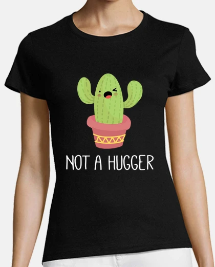 Tee-shirt Emotional Plant Not A Hugger Cactus Kawaii Garden Themed