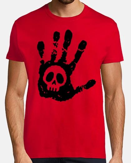 Tee-shirt Empreinte de main noire et tête de mort
