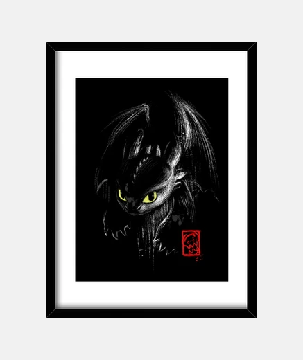 Cadre encre de fureur nocturne - dragon édenté
