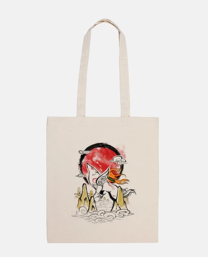 Sac encre okami - coucher de soleil de loup blanc - gamer