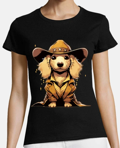 Playera english cream dachshund cowboy dog