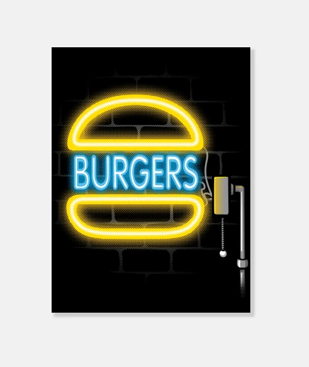 Tableau Enseigne lumineuse hamburger