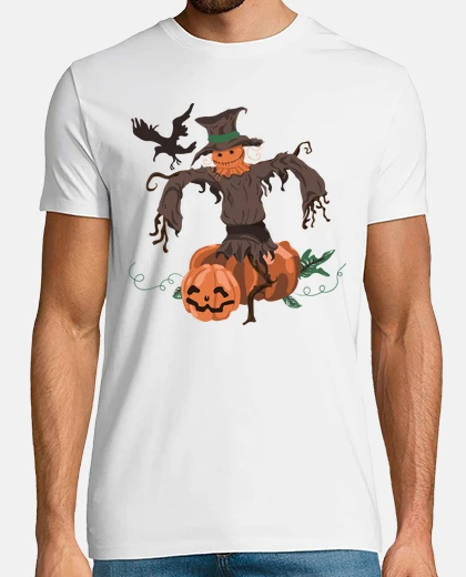 Tee-shirt épouvantail citrouilles h all halloween
